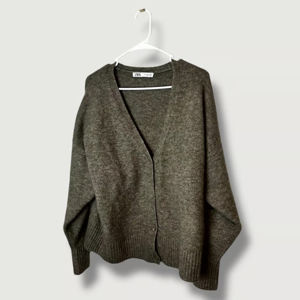 Zara Tan Cardigan Sweater Size Small
